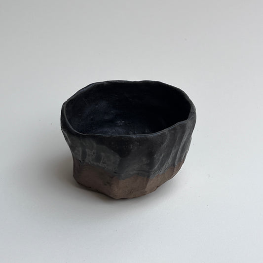 Carved, Dark Clay Sake Cup