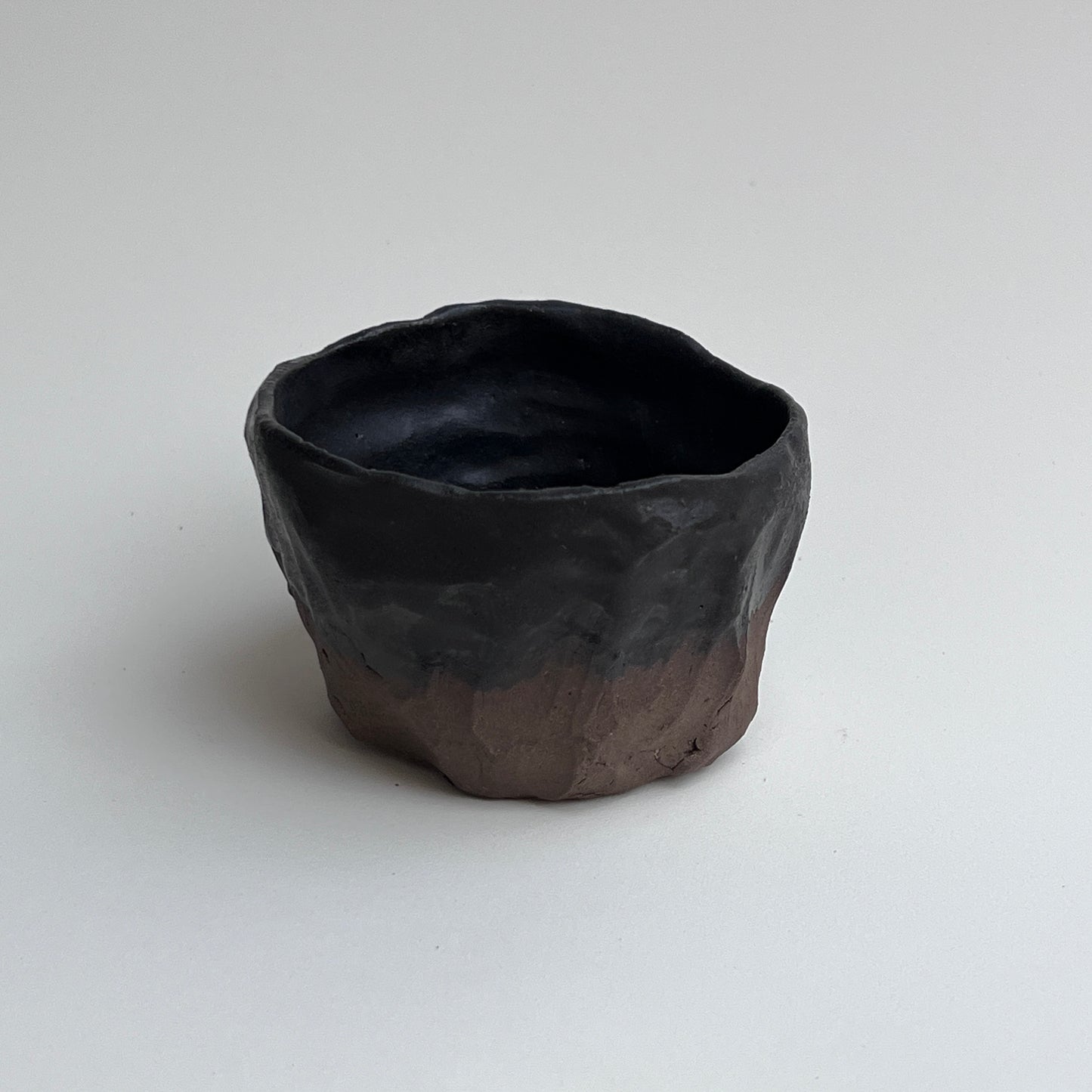 Carved, Dark Clay Sake Cup