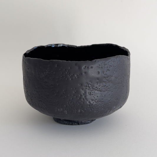 Matt Black Chawan, glossy inside