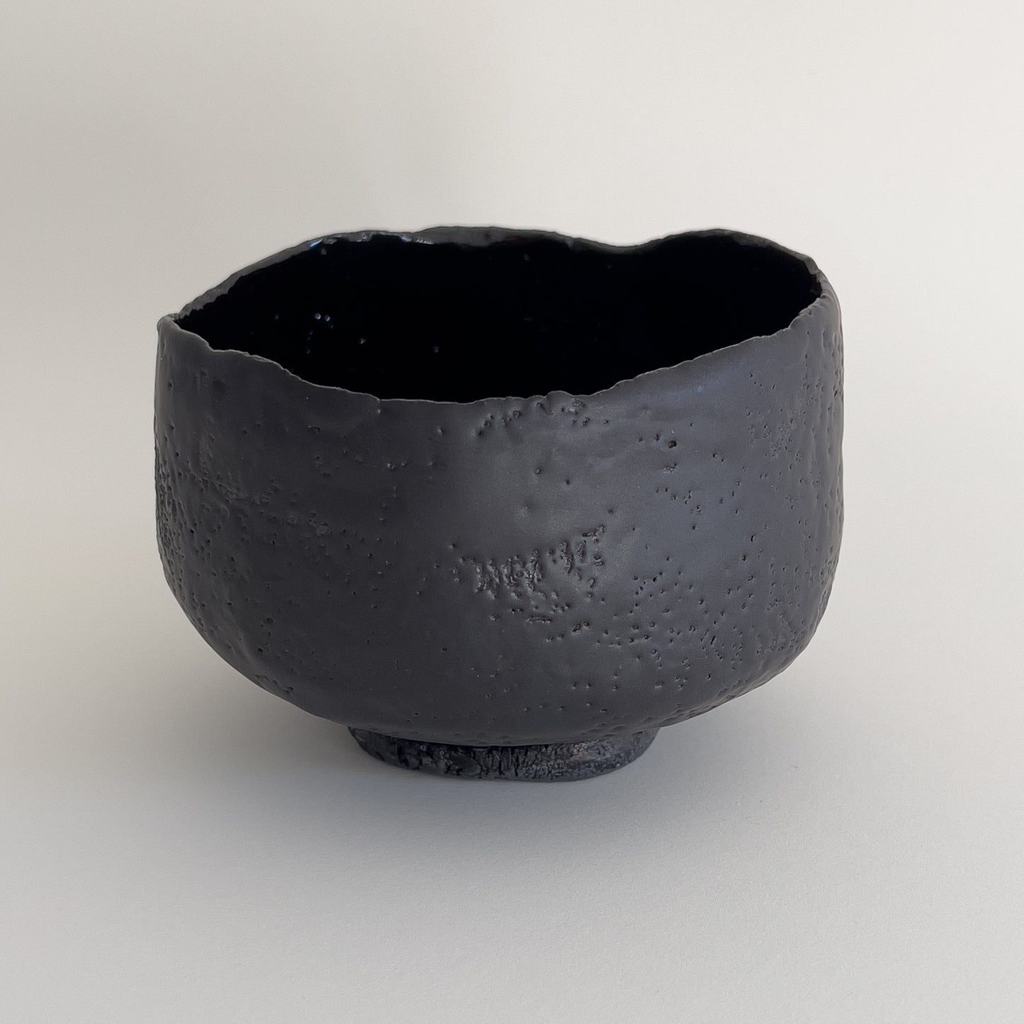 Matt Black Chawan, glossy inside