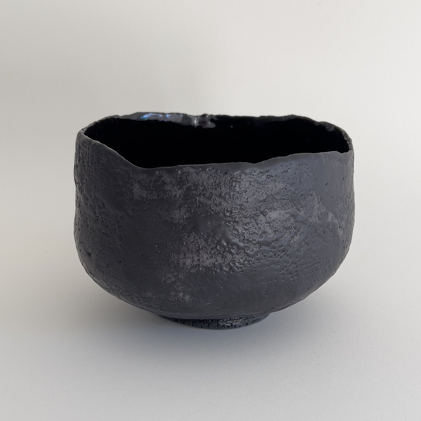 Matt Black Chawan, glossy inside