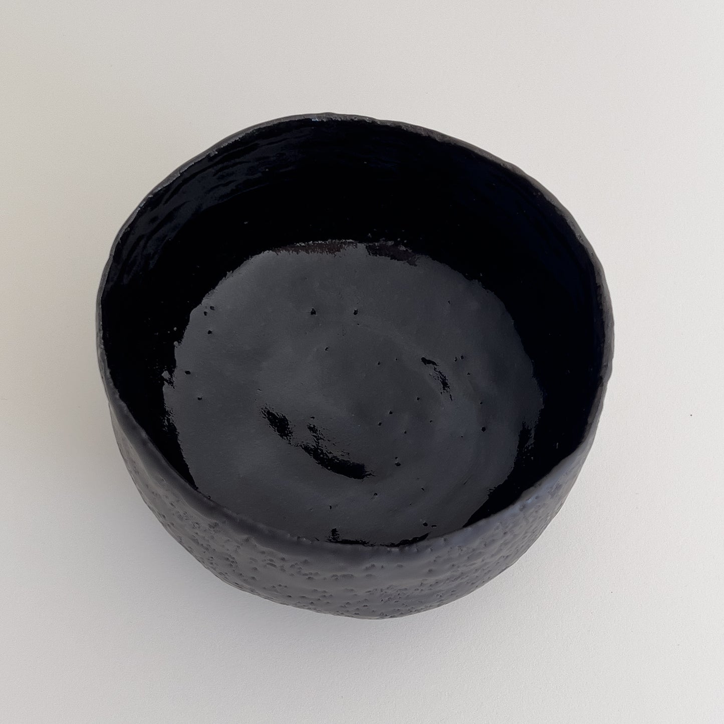 Matt Black Chawan, glossy inside