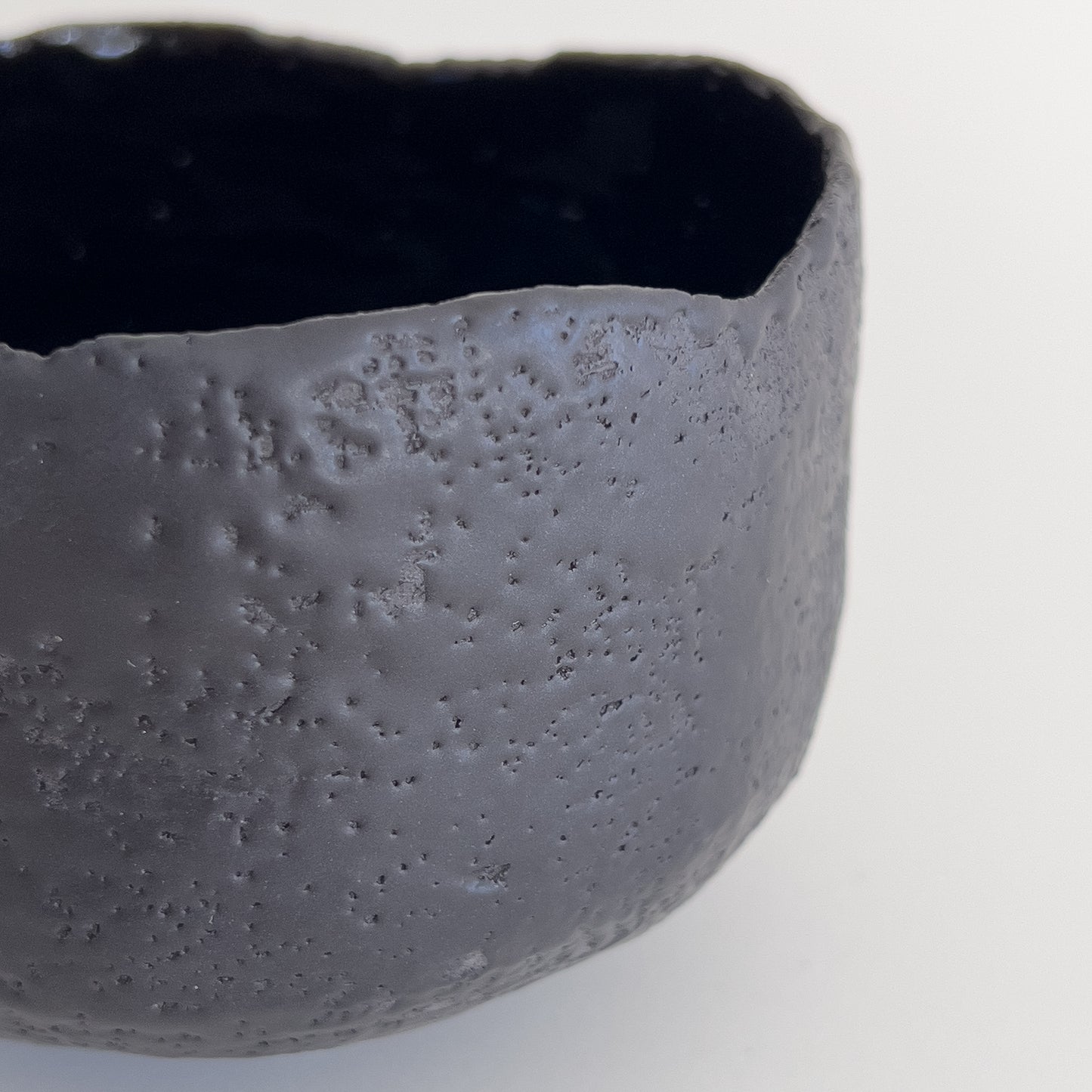 Matt Black Chawan, glossy inside