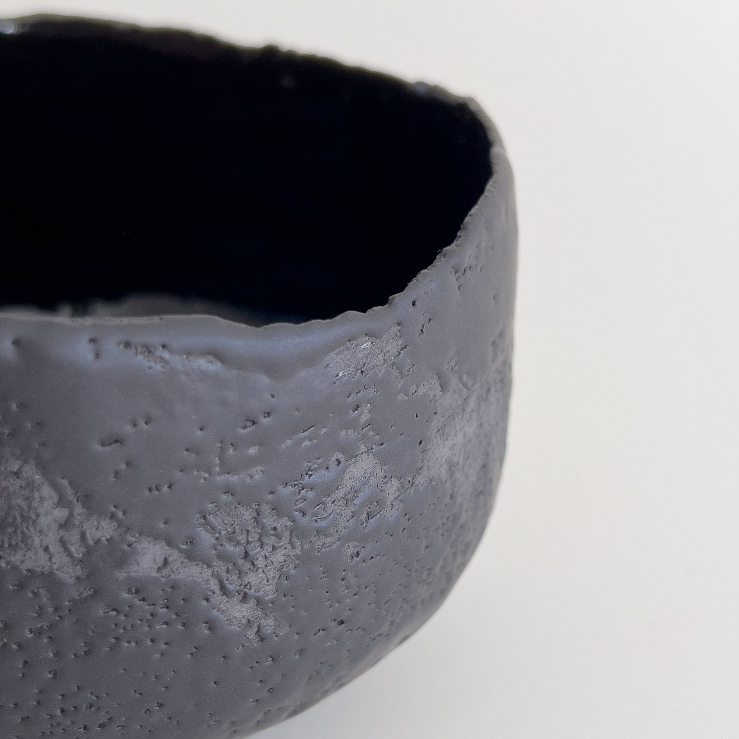 Matt Black Chawan, glossy inside